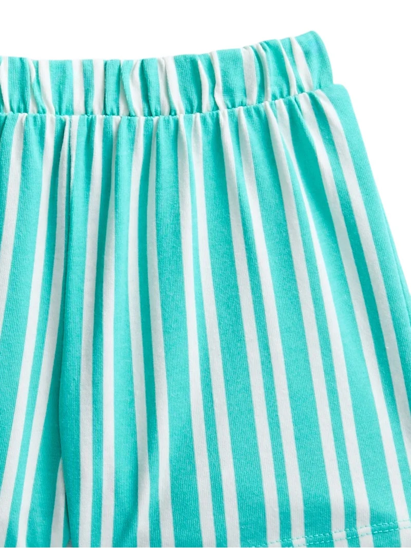 Wonder Nation Toddler Girls Ribbed Tank Top and Shorts 2-Piece Set, Sizes 12M\u20135T | Walmart (US)