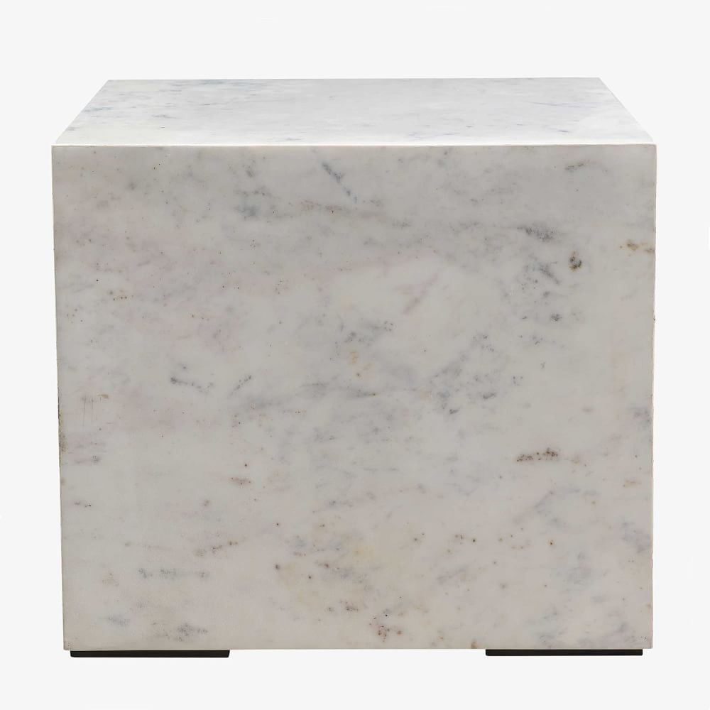 Iris 18&amp;quot; Marble Square End Table, White Marble | Pottery Barn (US)