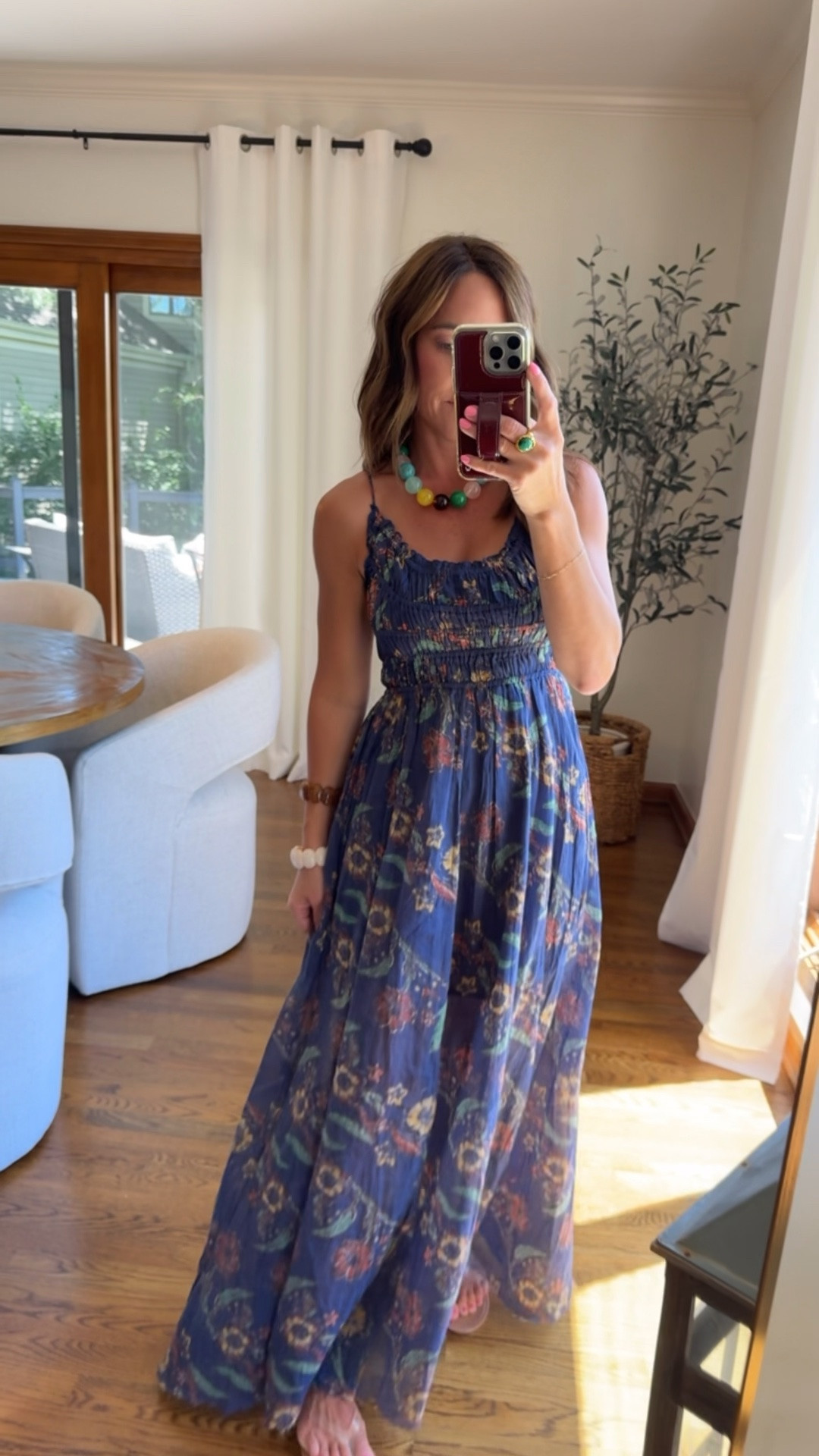 Love this maxi dress. 
The liner comes down to mid thigh and the overlay is sheer 👌🏻
It has a raw hem so I cut a little more off to my length. XS here

#LTKSeasonal #LTKOver40