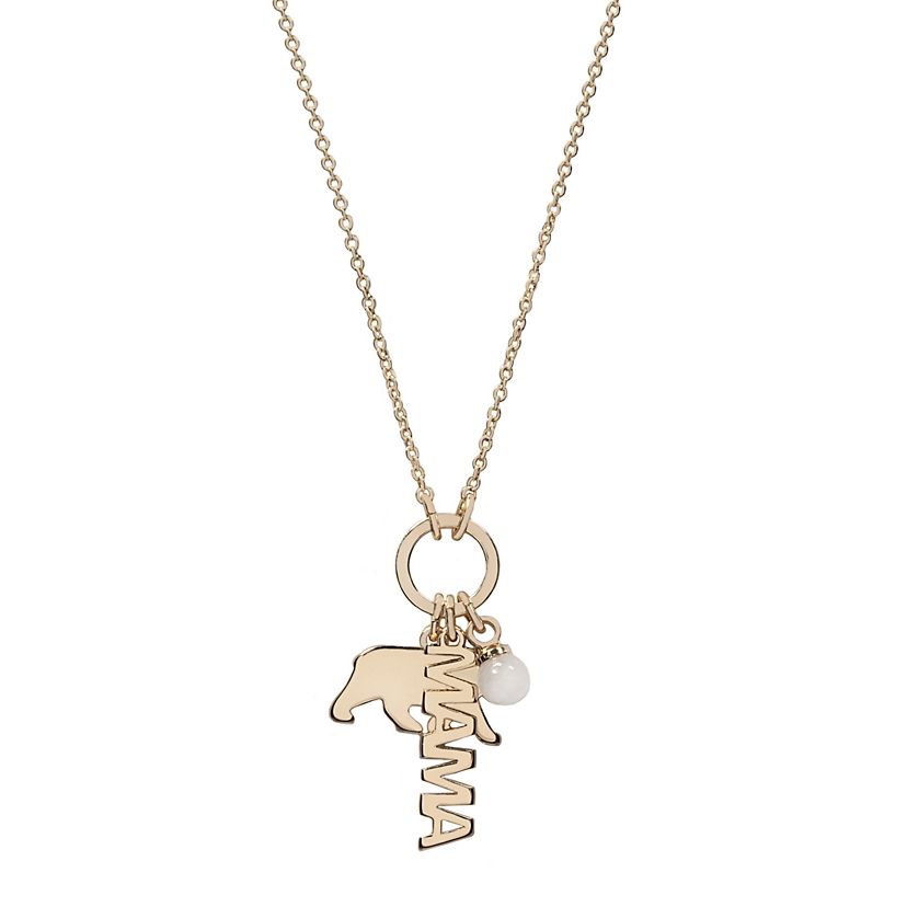 LC Lauren Conrad Gold Tone "Mama" & Bear Cluster Charm Pendant Necklace | Kohl's