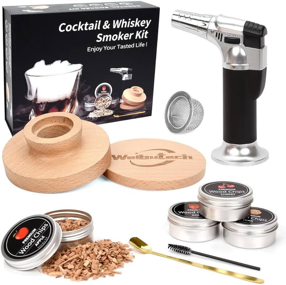 Cocktail Whiskey Smoker Kit with Torch, Old Fashioned Bourbon with 4 Flavored Smoking Wood Chips,... | Amazon (US)