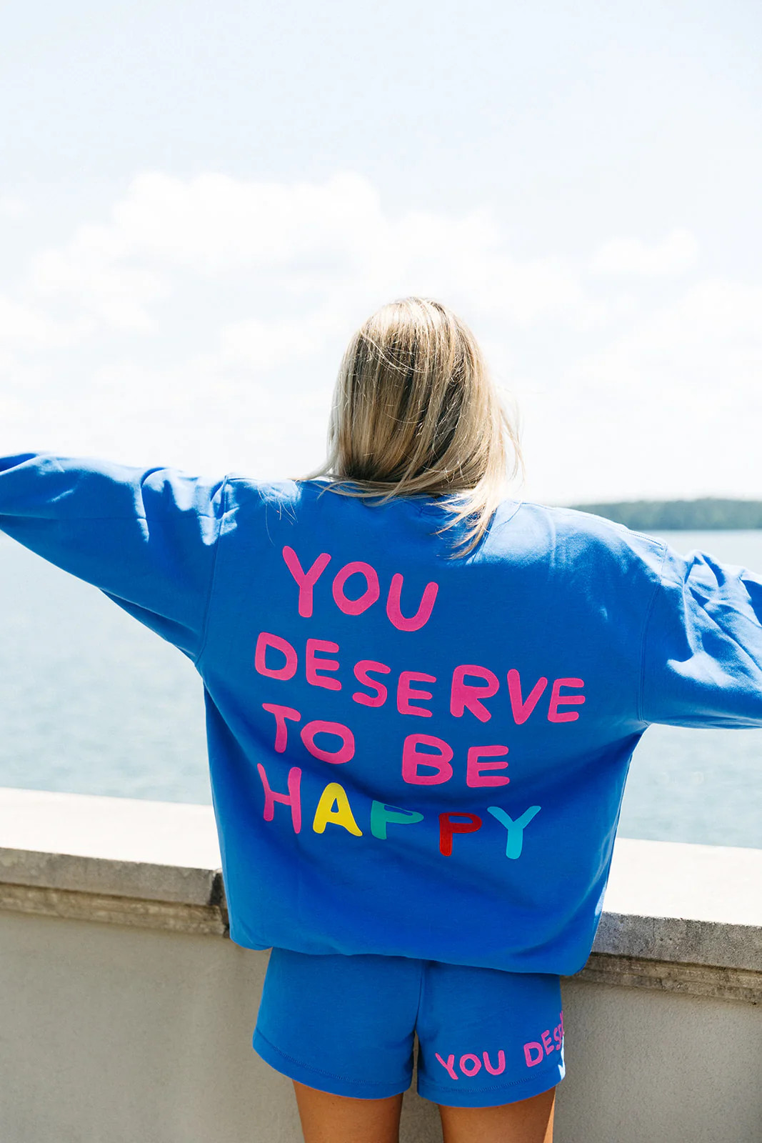 You Deserve To Be Happy Sweatshorts - Royal Blue | Triple Threads