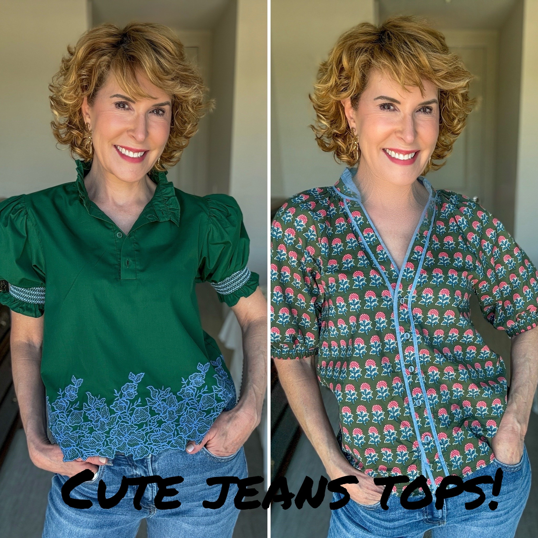 Let’s be honest, cute tops to go with jeans are something we’re ALL on the lookout for ALL the time! (Amirite?!) 
These two are perfect for right now, and the quality is fantastic. Both fit TTS!

#LTKootd #LTKOver40 #LTKSeasonal