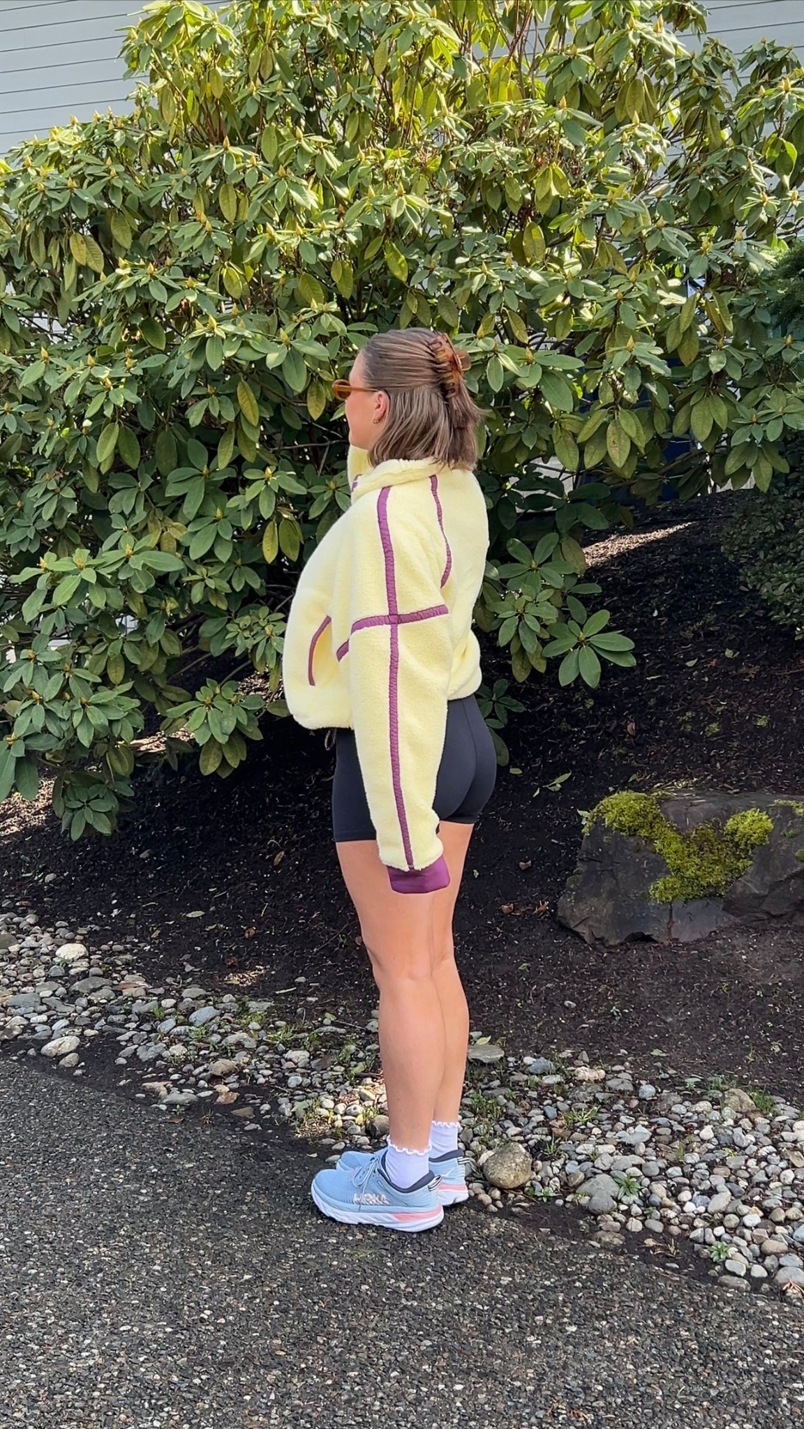 Love this free people movement fleece!! Size M true to size so cozy and warm. Size M in bike shorts. Hoka runs true to size I’m an 8

#springstyle #casualstyle