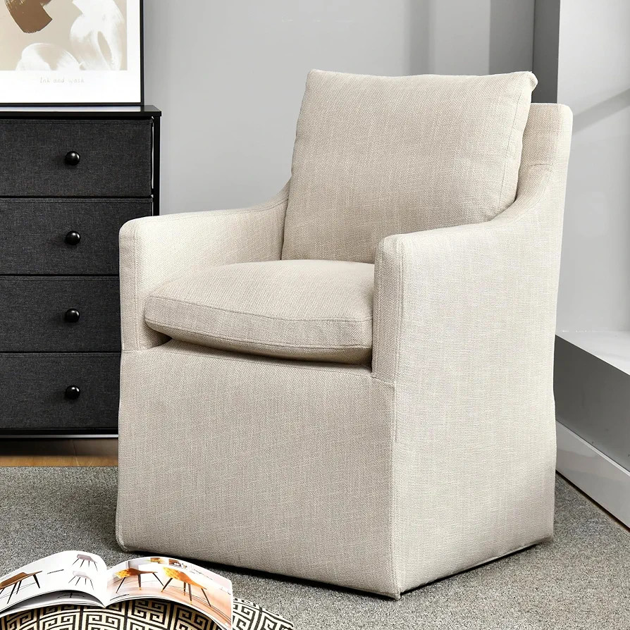 DUHOME Upholstered Dining Chair,Linen Accent Chair for Living Room,Single Sofa Chair with 4 Caste... | Amazon (US)