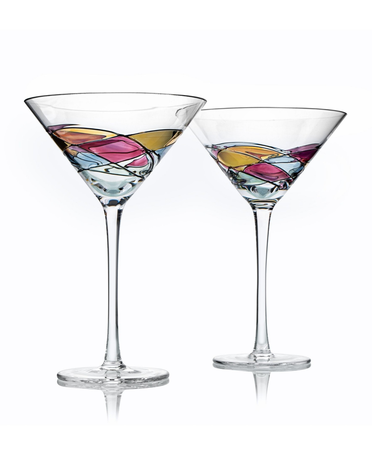 The Wine Savant Hand Painted Stained Glass Martini Glasses 8 oz, Set of 2 - Multicolored | Macy's