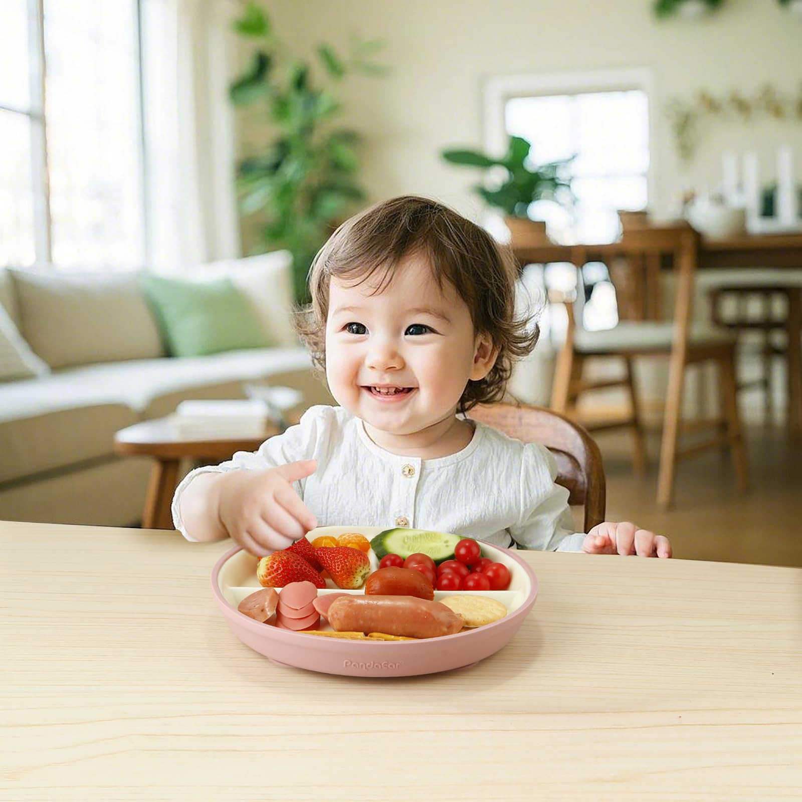 PandaEar 3 Pack Porcelain Toddler Plates with Silicone Sleeves | 7.8" Divided Kids Plates | Micro... | Amazon (US)