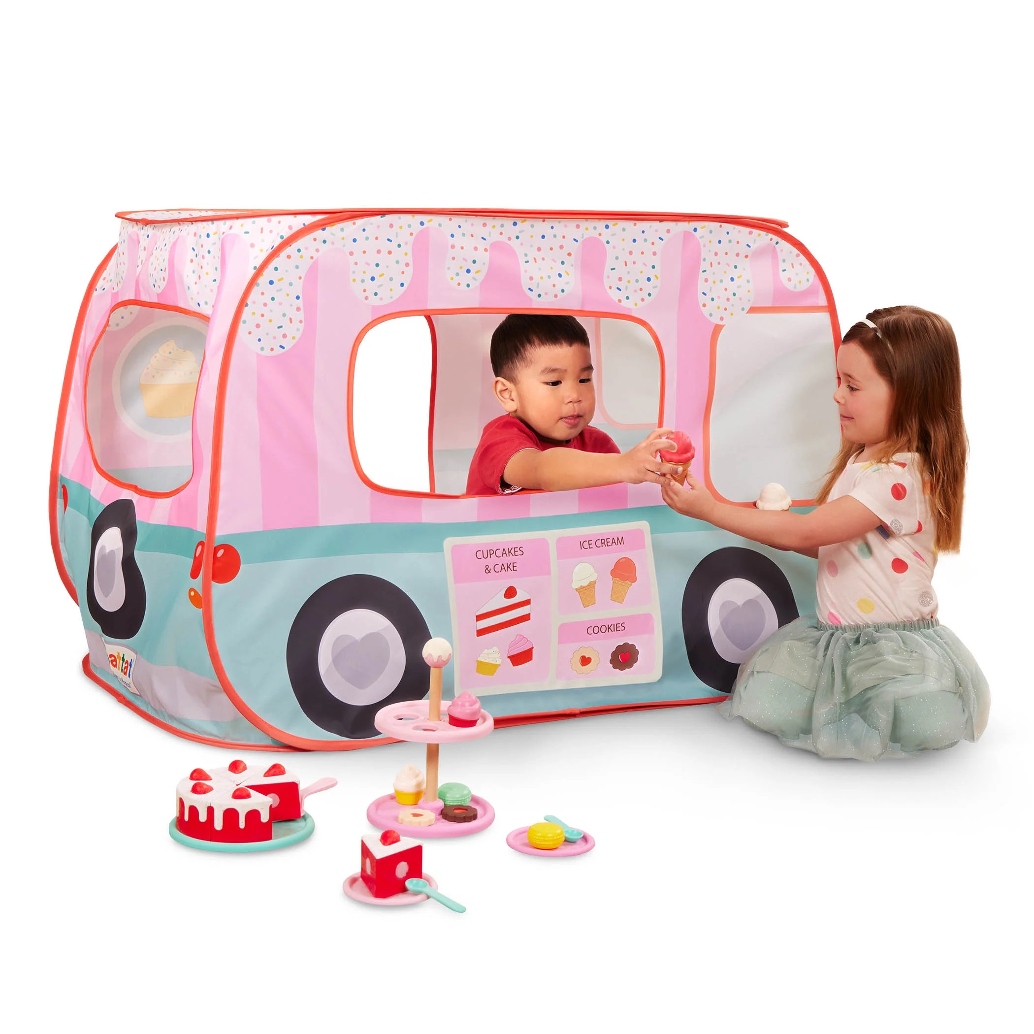 Battat Sweet Treats Pop-Up Shop Fabric Tent 25-Piece Dessert Set, Toddler and Preschool Toys | Walmart (US)