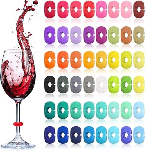 Zonon Wine Glass Charms Markers Silicone Drink Markers for Wine Glass Champagne Flutes Cocktails,... | Amazon (US)