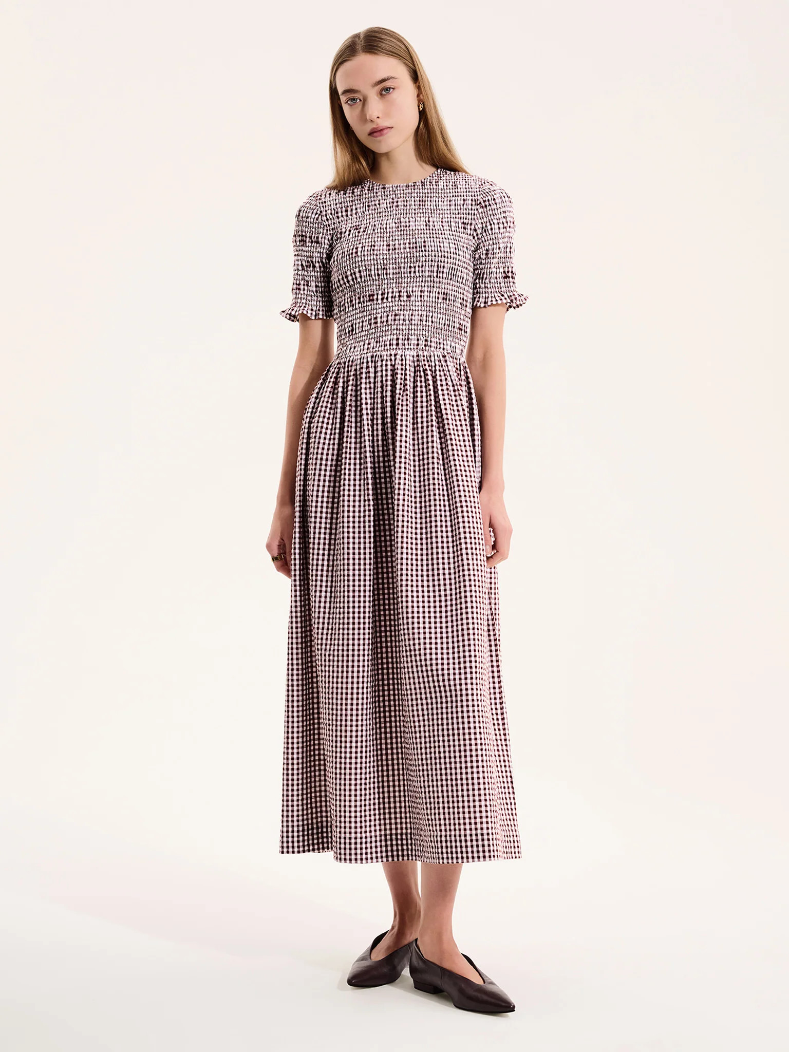 Becky Dress in Brown Gingham | OMNES | Dresses | Sustainable & Affordable Clothing | Shop Women's... | OMNES UK