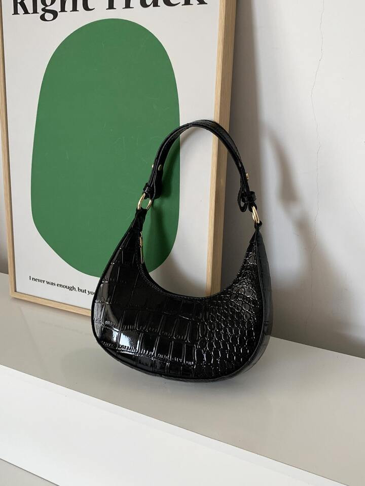 Crocodile Pattern Crescent Bag Trendy Shoulder Hobo Bag Women's Stylish Underarm Purse Handbag Wa... | SHEIN