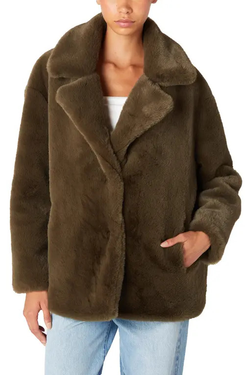 BLANKNYC Faux Fur Coat in Double Matcha at Nordstrom, Size Medium | Nordstrom