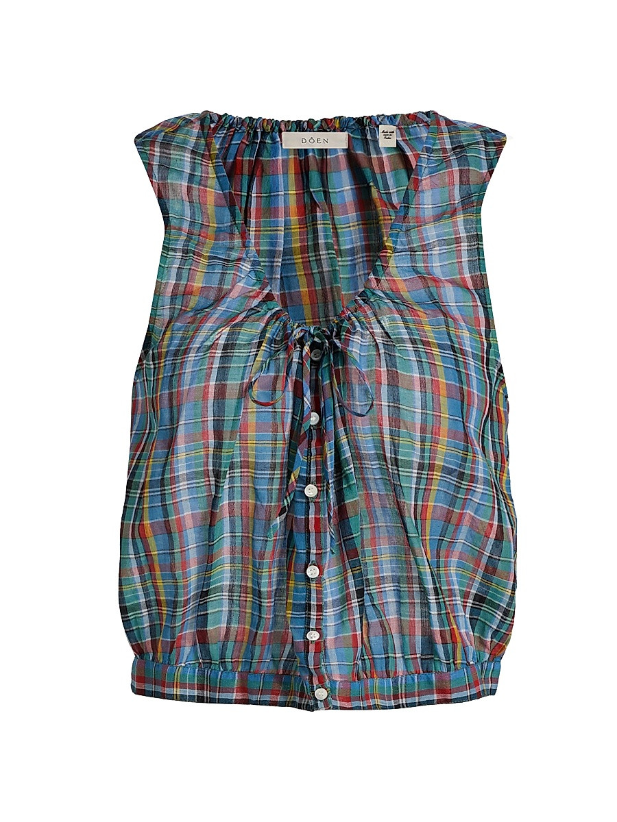 Women's Theo Plaid Cotton Sleeveless Top - Alderbrook Plaid - Size Small | Saks Fifth Avenue
