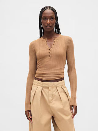 Sheer Rib Henley Sweater | Gap (US)