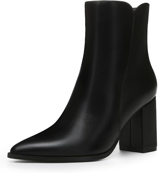 Women's Chunky High Heel Pointed Toe Ankle Booties | Amazon (US)