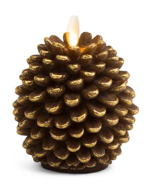 4.5Ib Chalky Unscented Moving Flame Pinecone Votive Led Candle, Gold | TJ Maxx