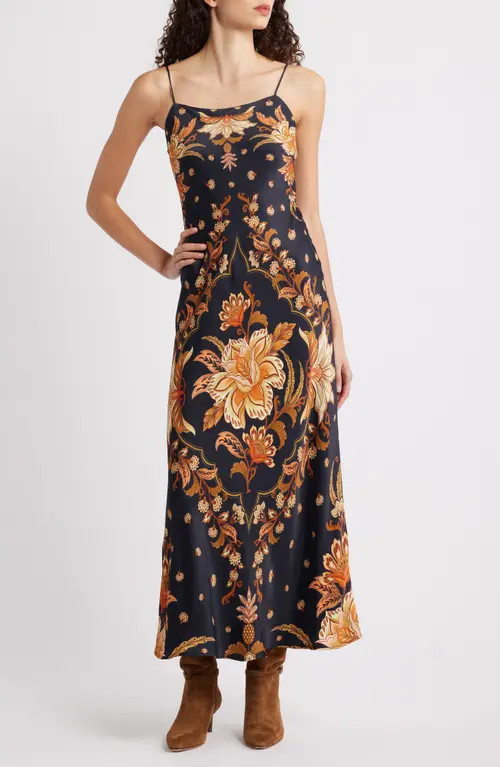 FARM Rio Majestic Garden Slip Maxi Dress in Black at Nordstrom, Size Xx-Small | Nordstrom