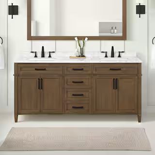 Home Decorators Collection Caville 72 in. W x 22 in. D x 34.5 in. H Double Sink Bath Vanity in Al... | The Home Depot