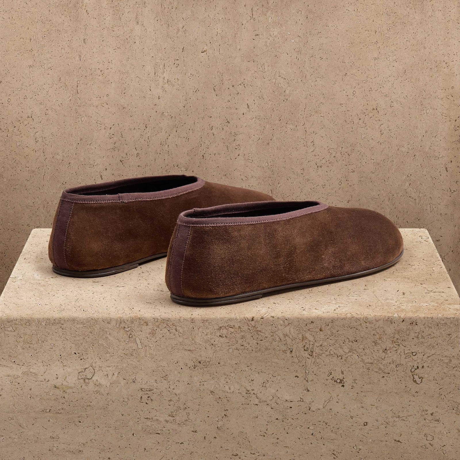 Women's Binded Suede Ballet Flat - Coffee Brown | James Perse Los Angeles | James Perse (US)