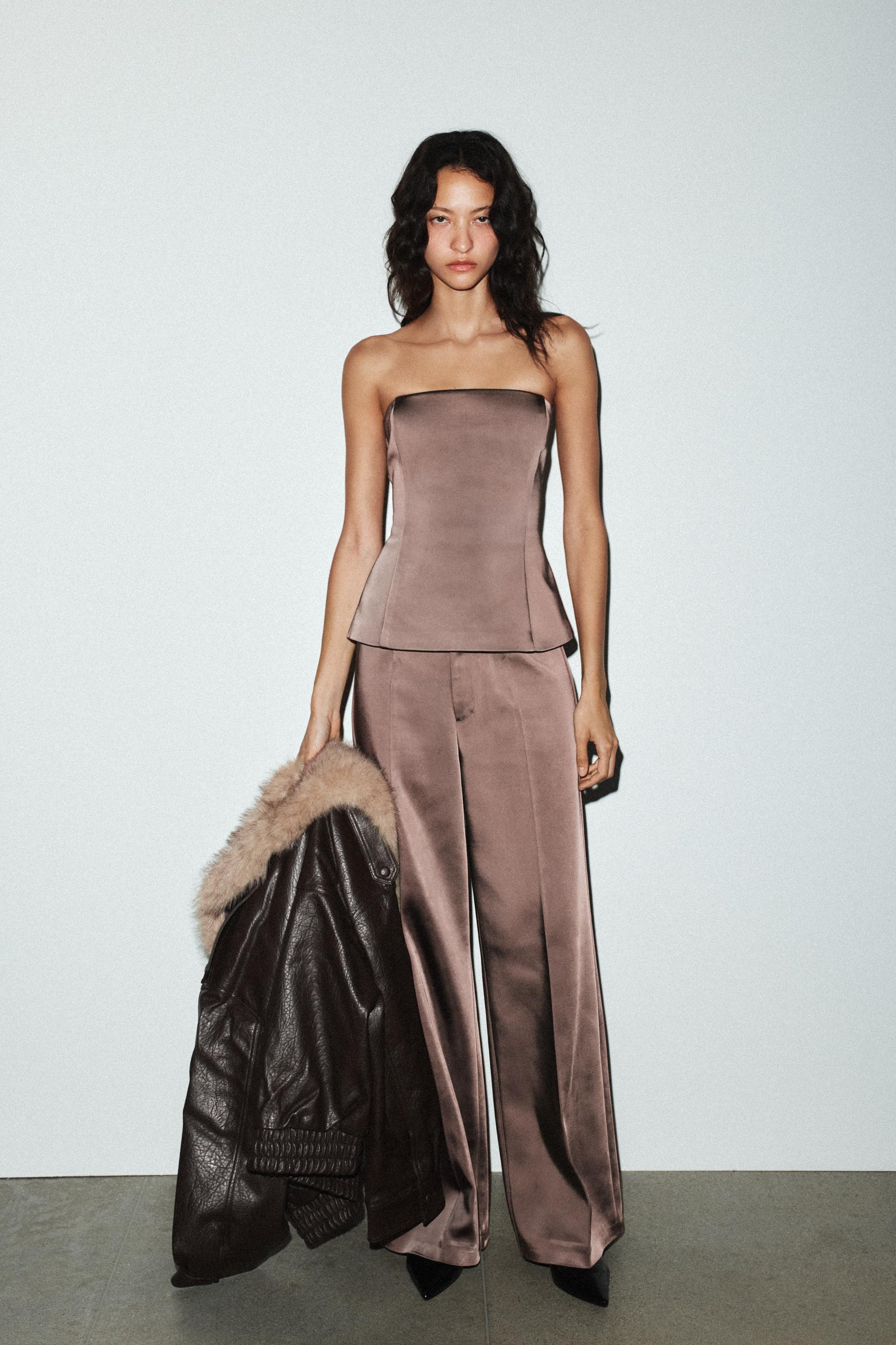 HIGH-WAIST SATIN TROUSERS | Zara UK