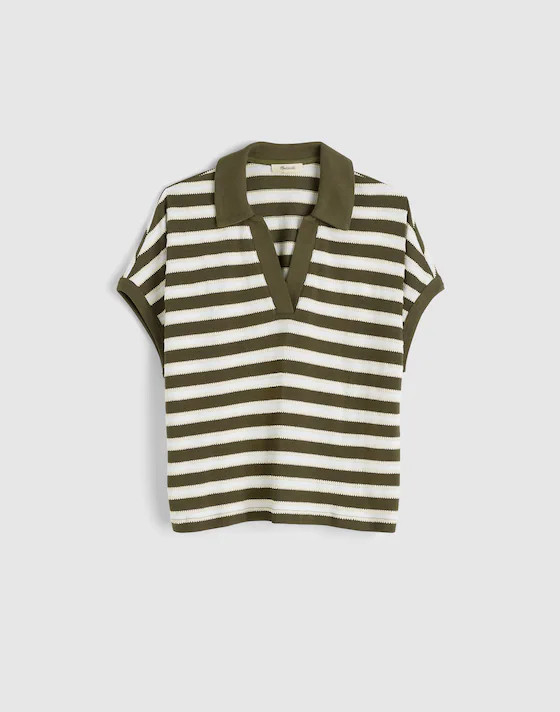 Relaxed V-Neck Polo Shirt in Stripe | Madewell