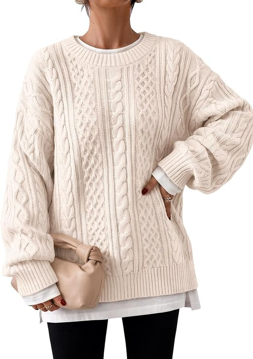 Trendy Queen Womens Oversized Cable Knit Chunky Fall Pullover Sweaters 2026 | Amazon (US)