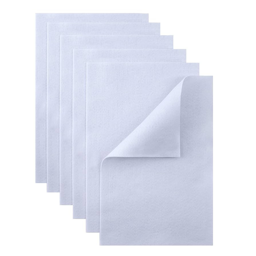 HaoFeiJH White Felt Sheets - 6PCS Soft Felt Squares (8x12 A4), 1.5mm Thick, Ideal for Sewing, Pat... | Amazon (US)