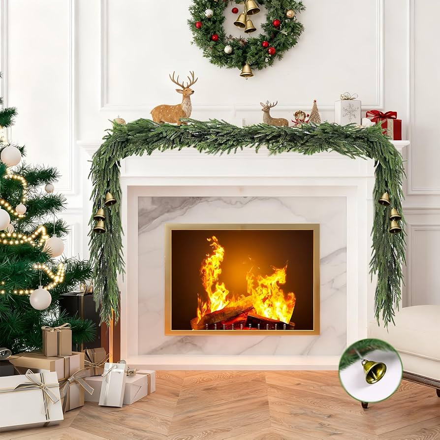 Christmas Garland of Artificial Norfolk Pine 2 Pcs 6 FT Christmas Decorations Indoor of Real Touc... | Amazon (US)