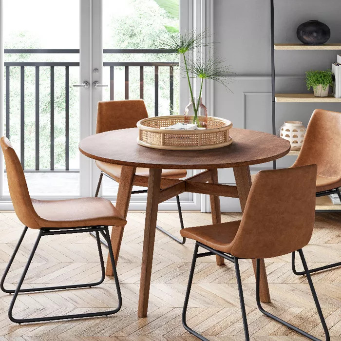 Bowden Faux Leather And Metal Dining Chair Caramel - Project 62™ | Target
