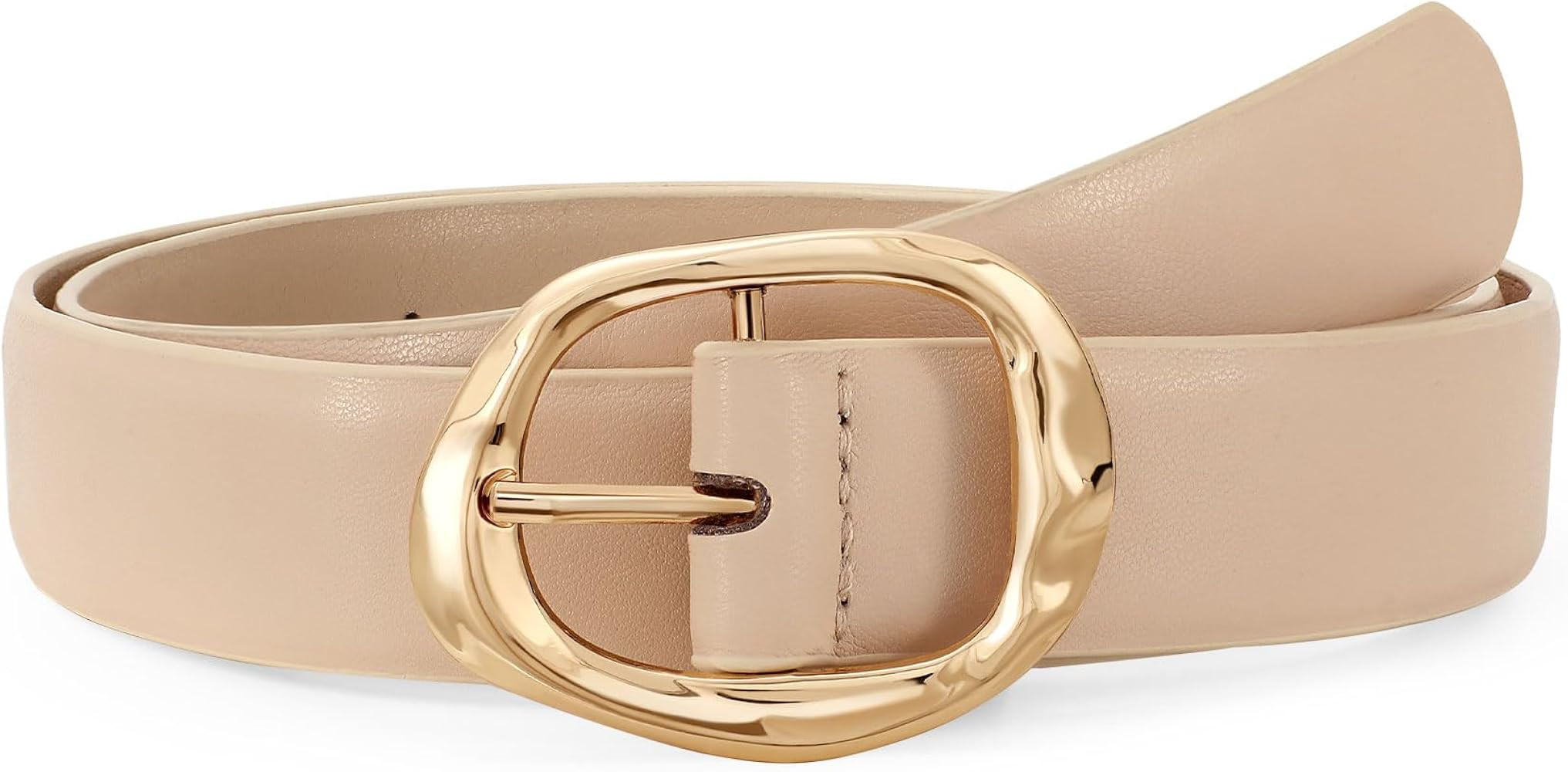 Women Leather Belt for Jeans Pants Ladies Casual Waist Belt Fashion Women Belt with Gold Buckle | Amazon (US)
