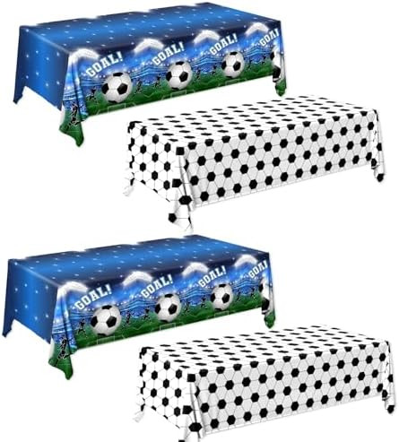 Soccer Tablecloth,4pcs Soccer Birthday Party Decorations,Plastic Rectangle Soccer Party Table Clo... | Amazon (US)