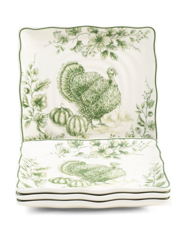 Set Of 4 Turkey Floral Toile Dinner Plates | Kitchen & Dining Room | Marshalls | Marshalls