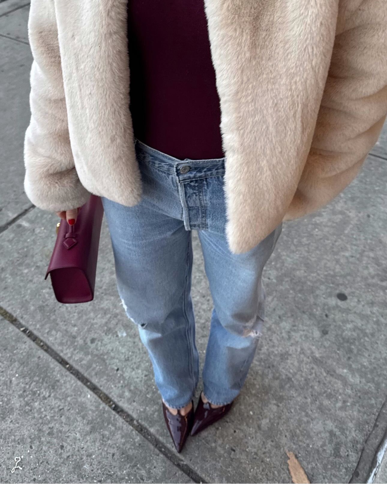 Tagging whatever i can! If it's not tagged, it's either older or vintage.

Sizing:
I wear a M in the Wolford bodysuit. 
In Khaite boots, I size up from a 39 to a 39.5. I normally am a US 8.5.
In the grey sweatshirt, I'm wearing a M. 
I'm wearing a M in the striped Alex Mill sweater.
My earrings are 2 carats. 