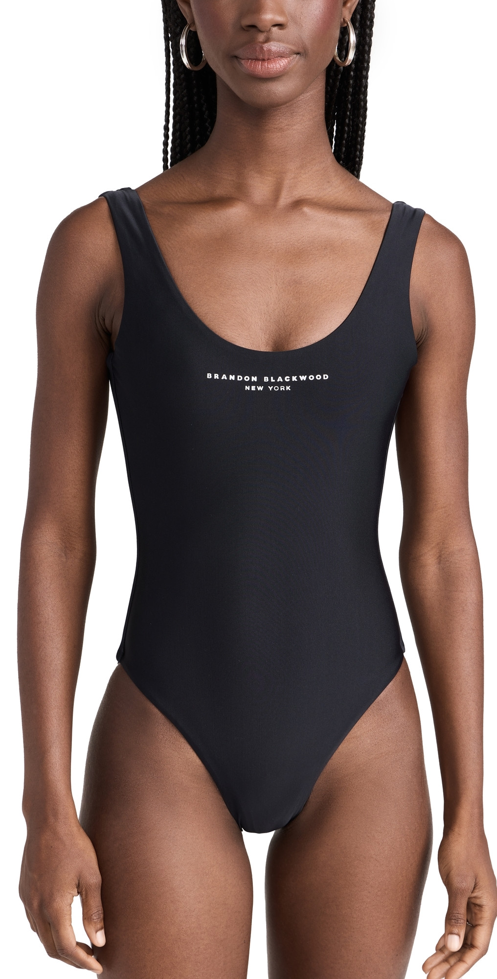 Brandon Blackwood Logo One Piece Black/Silver Logo M | Shopbop