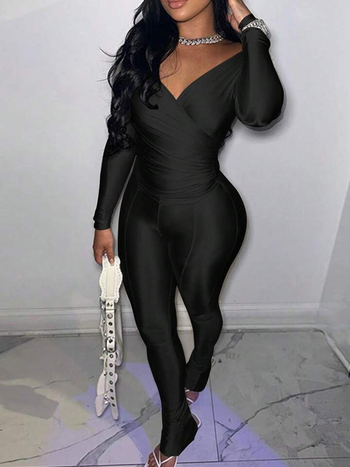 Lange mouwen Wrap top En Broeken Sets | SHEIN  Nederland | SHEIN