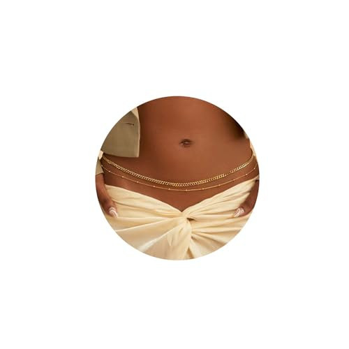 Turandoss Women's 18K Gold Satellite Belly Chain - Minimalist Beach Bikini Gold Beads Body Chain - Layered Cuban Waist Dainty Adjustable Jewelry | Amazon (US)