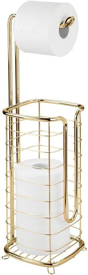 mDesign Free Standing Toilet Paper Holder Stand and Dispenser, with Storage for 3 Spare Rolls of ... | Amazon (US)