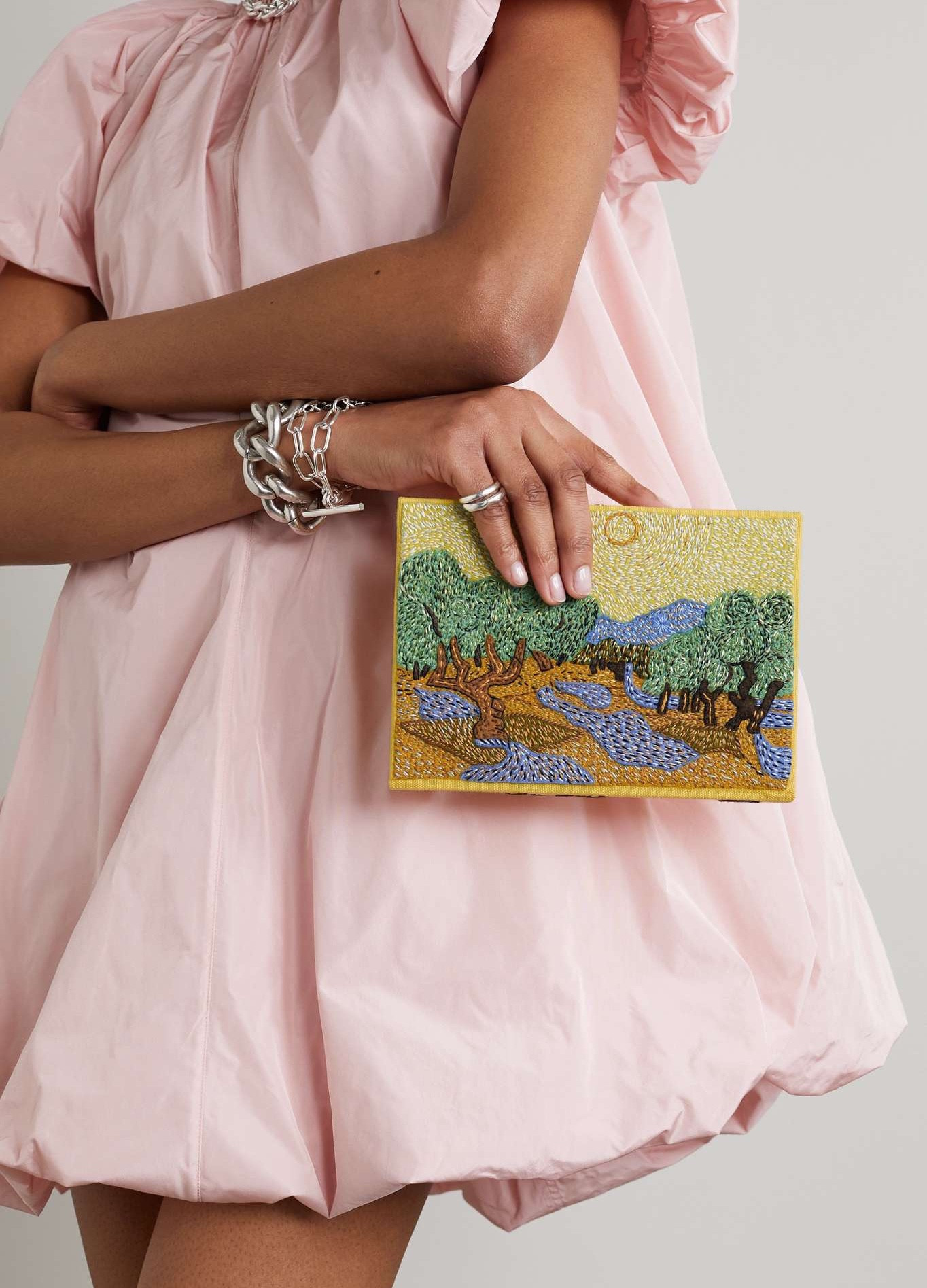Olympia Le-Tan Van Gogh's Starry Night Book Clutch Bag, Indigo Latim, Women's, Clutches & Small Handbags Clutches Pouches & Wristlets