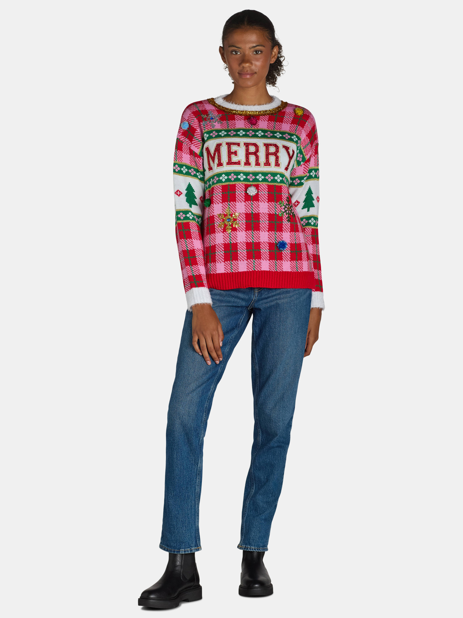 Holiday Time Embellished Sweater, Women’s, Sizes XS-3X | Walmart (US)