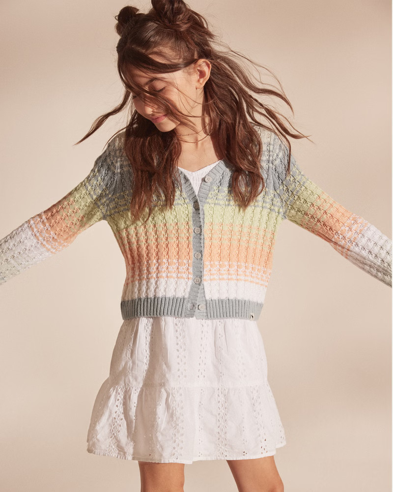 girls pattern textural stitch cardigan | girls new arrivals | Abercrombie.com | Abercrombie & Fitch (US)