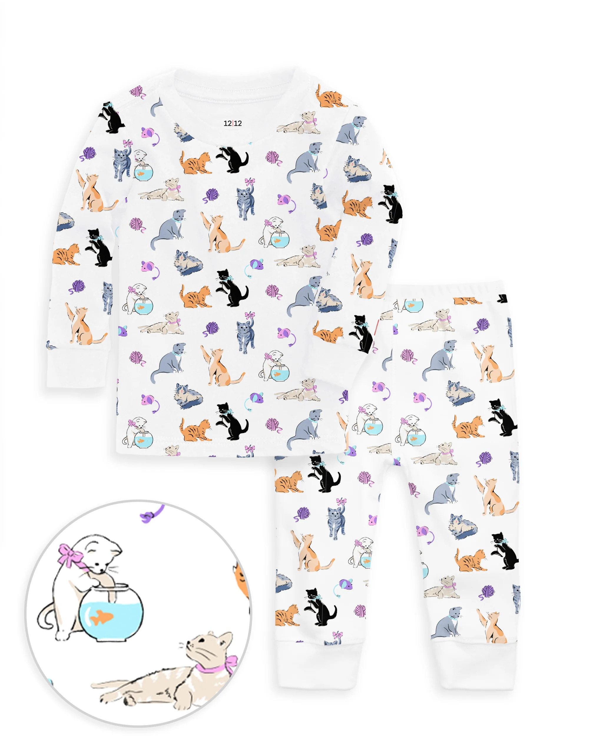 The Organic Long Sleeve Pajama Set [Cat Nap] | 1212