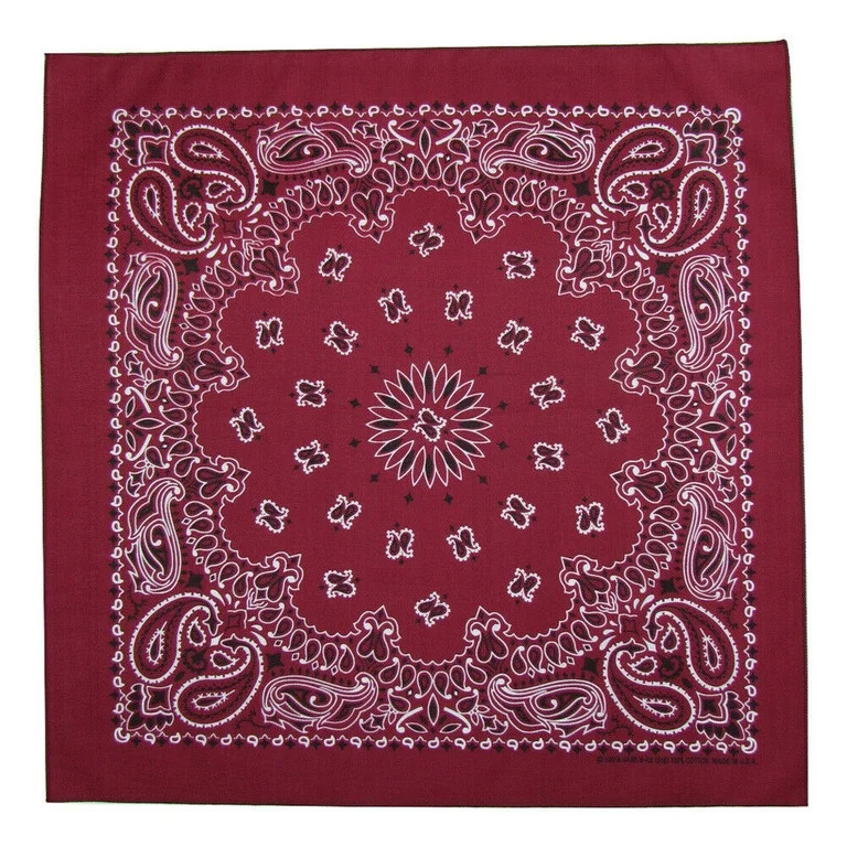 MTL Cotton Traditional Paisley Double Sided Bandana USA Made, Burgundy - Walmart.com | Walmart (US)