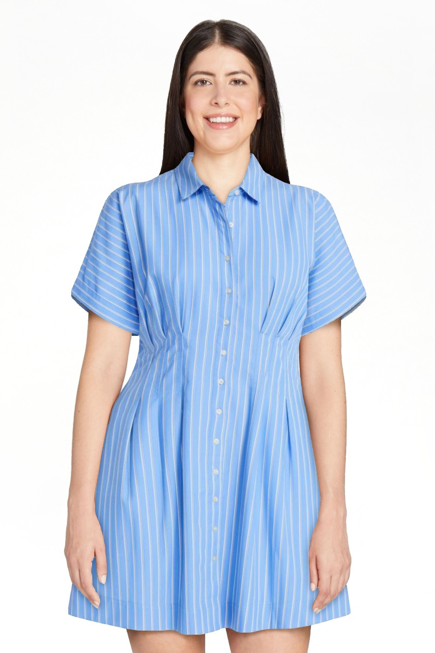 Free Assembly Women's Cotton Corset Mini Shirtdress with Short Sleeves, Sizes XS-XXL | Walmart (US)
