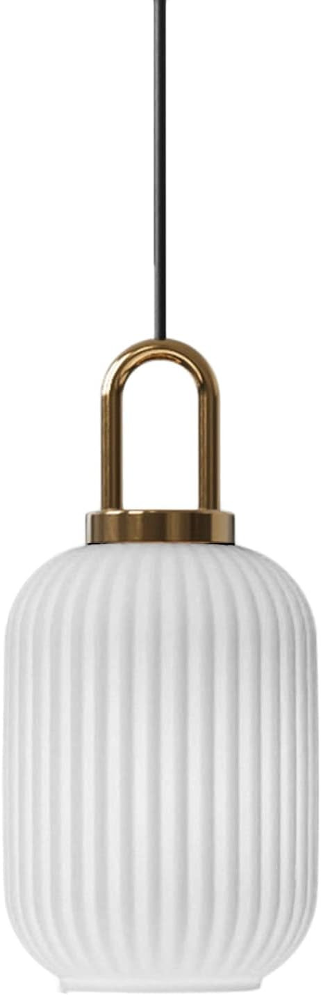 Debbte Industrial Vintage Pendant Lighting with Ribbed Glass Lamp Shade and Bronze Finish, Modern... | Amazon (US)