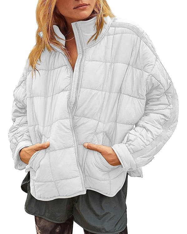 Muchpow Women's Lightweight Down Coat Long Sleeve Full Zipper Oversized Packable Short Puffer Jac... | Amazon (US)