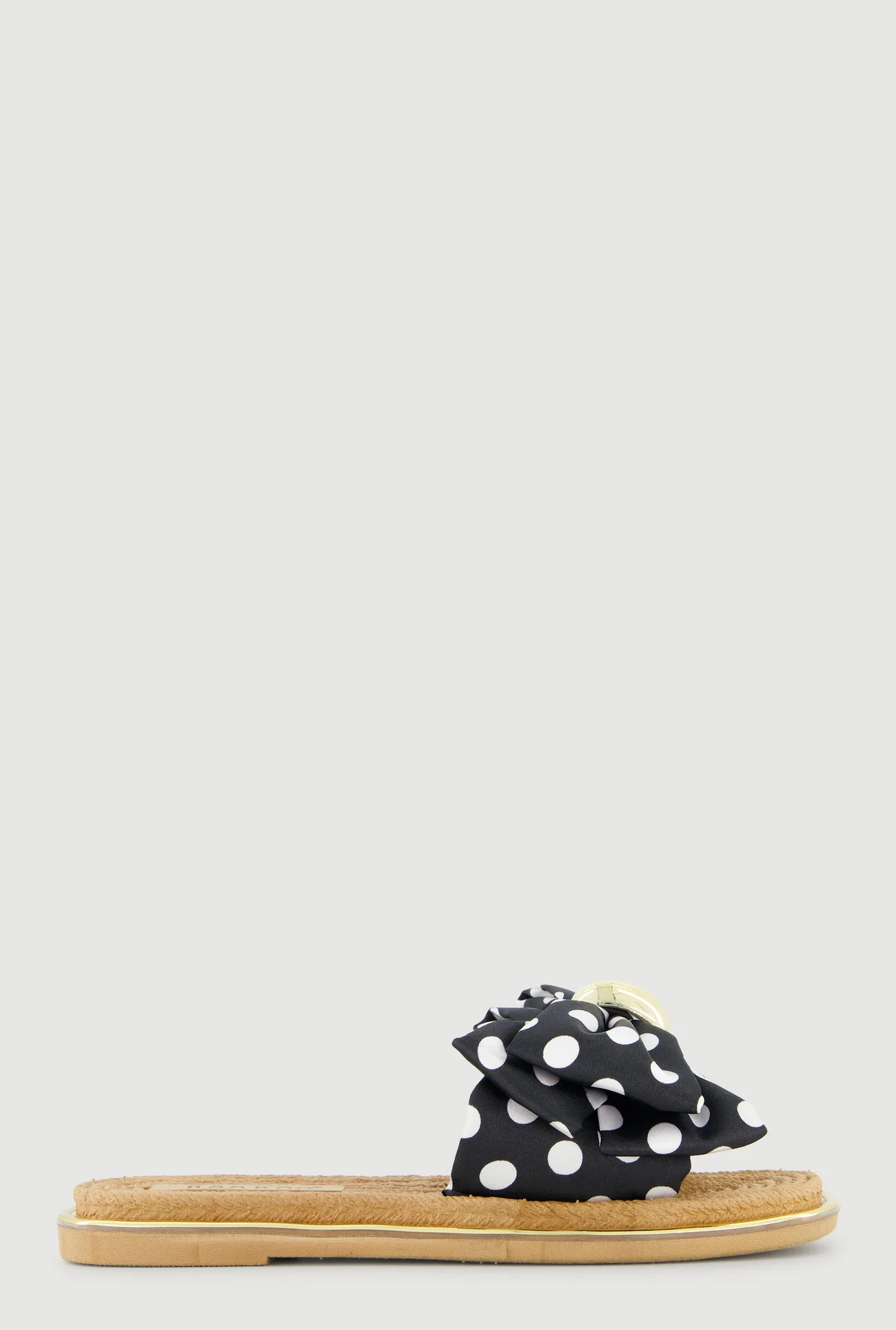 Metallic Trim Bow Detail Slide Sandals | Rainbow Shops