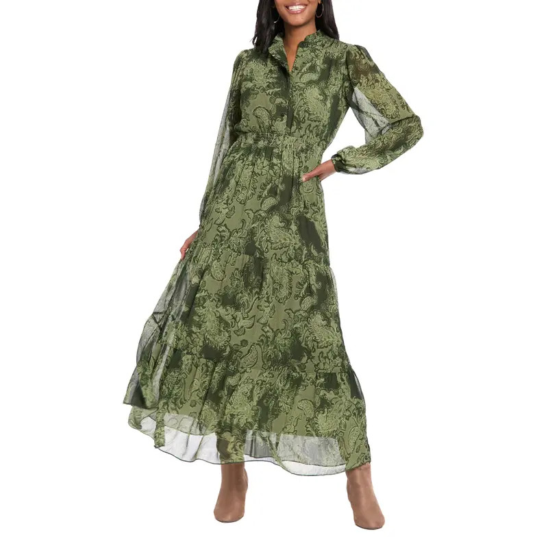 London Times Ruffle Long Sleeve Shirtdress in Navy/Denim at Nordstrom Rack, Size Large | Nordstrom Rack