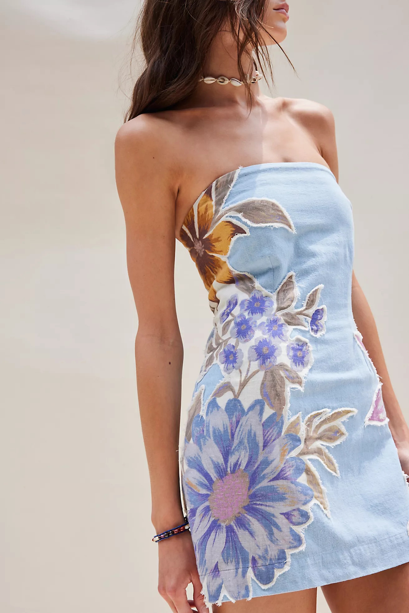 Flower Patch Denim Mini Dress | Free People (Global - UK&FR Excluded)