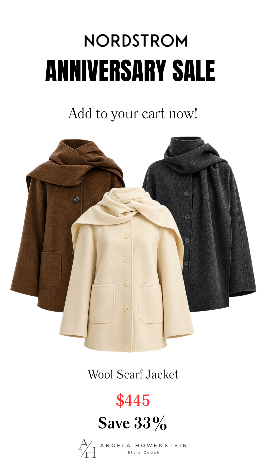 This scarf jacket is one of the most elegant investment pieces in the Nordstrom Anniversary Sale. The attached scarf gives it a sophisticated, elevated look, and the timeless silhouette makes it a coat you'll wear for years.

👩‍💻 LTK PRO TIPS
❤️ Heart = Support my posts ;-)
🔖 Save = Get sale & restock alerts for the things you love!
📋 Lists = Keep favorites organized (List ideas: Christmas, Birthdays, and Vacations!)
📲 Share = Send lists and products to a friend (or your daughters like me).
💬 Comment = Ask me anything, and I'll answer. ;-) 

 #LTKgrwm #LTKOver40 #LTKSaleAlert