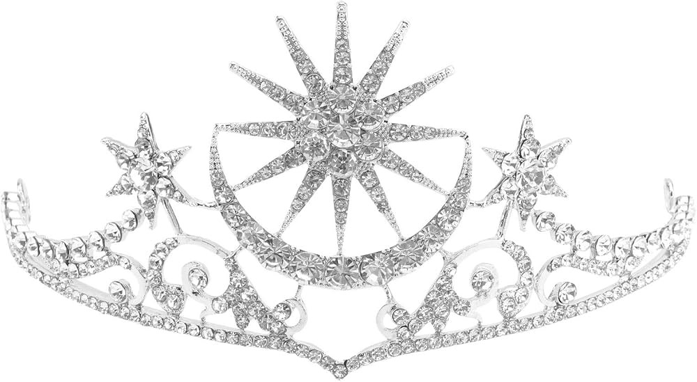 Frcolor Tiara Crowns Star Moon Wedding Crystal Bridal Headband Rhinestone Hair Band for Women | Amazon (US)